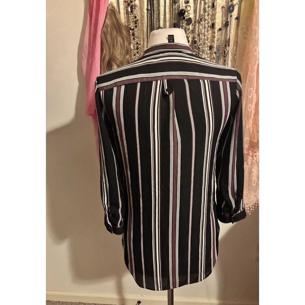 Iz Byer Striped Popover Blouse V-Neck